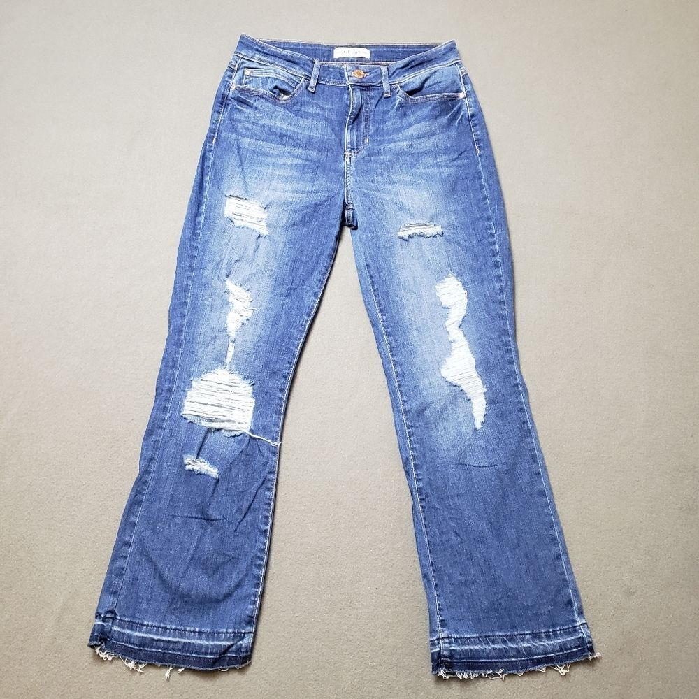 GUESS Jeans Women's High Waist crop Flared jeans distressed -  Size 29